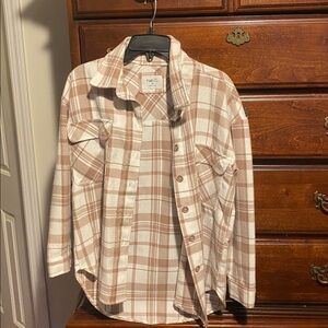 Rue21 light pink and White Plaid Shirt